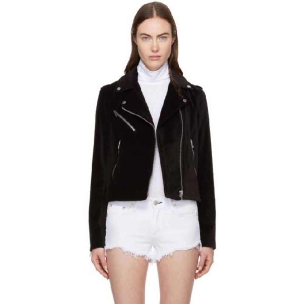 Rag & Bone Black Velvet Mercer Velvet Moto Jacket - Picture 4 of 6